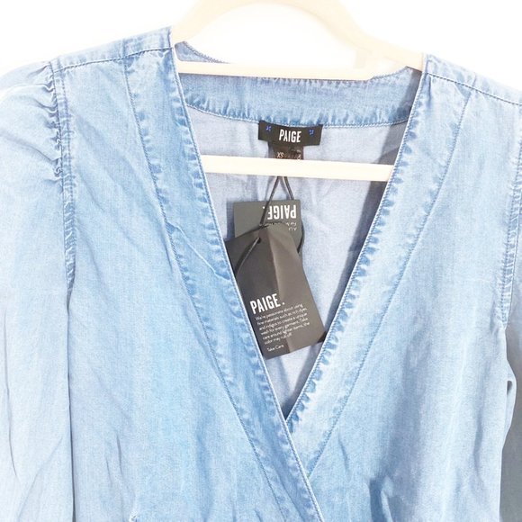 Paige Kendry Denim Wrap Dress NWT - Picture 6 of 13